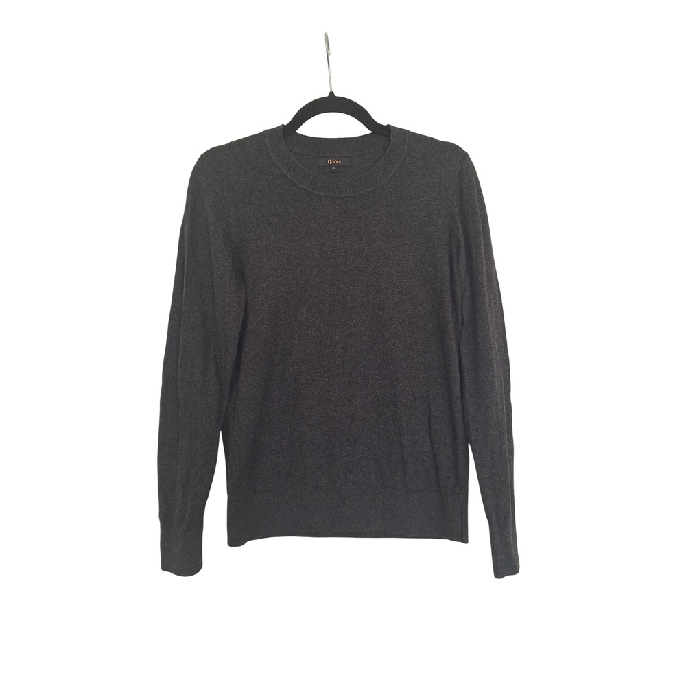 Quince Women Charcoal Gray Organic Cotton Cashmere Blend Crewneck Sweater Small